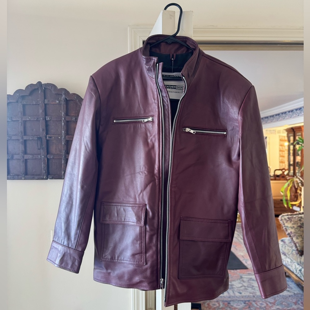 Burgundy leather jacket NWT, size Men’s Medium